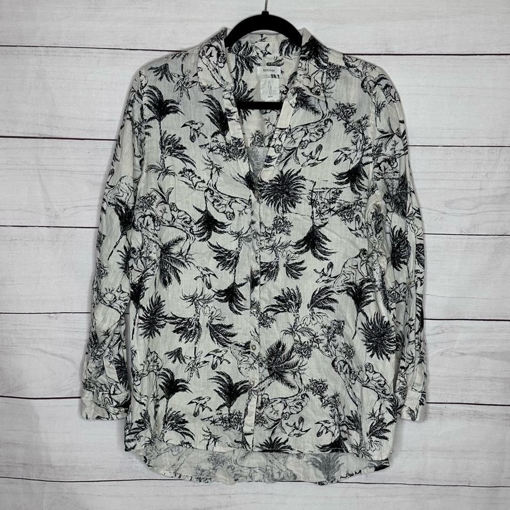 Joie Black and White Floral Button down Size M